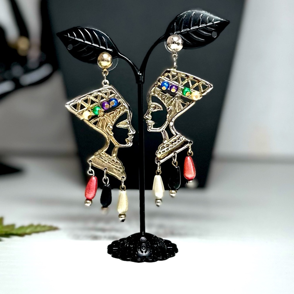 Cleopatra Earrings Gold Tone Boho Jewelry